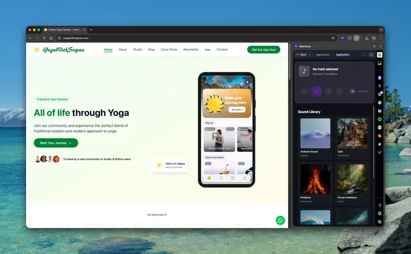 MeaVana Chrome side panel - Focus Audio, Always Available: Stay in the zone without switching tabs